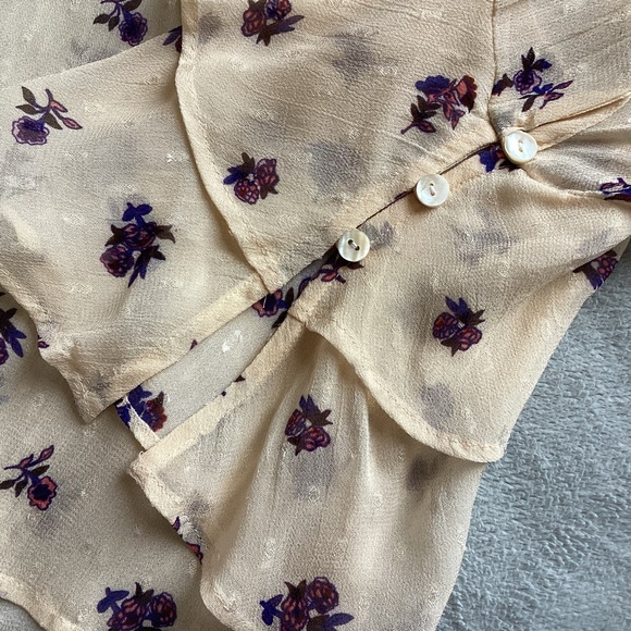NWT Cleobella Kinsley Blouse Delicate Boho Floral Button Top Tiered Bell Sleeve - Picture 5 of 17